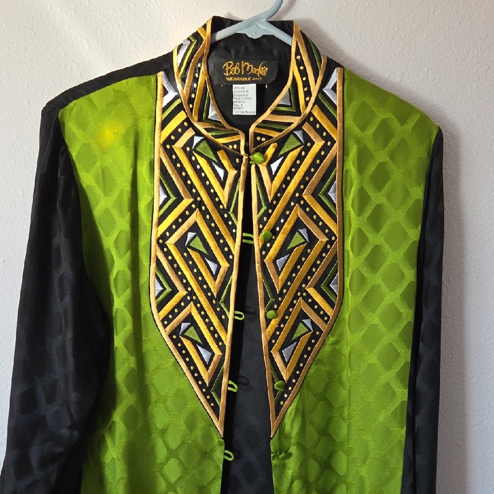 Bob Mackie Green and Black Jacket with Gold Accents